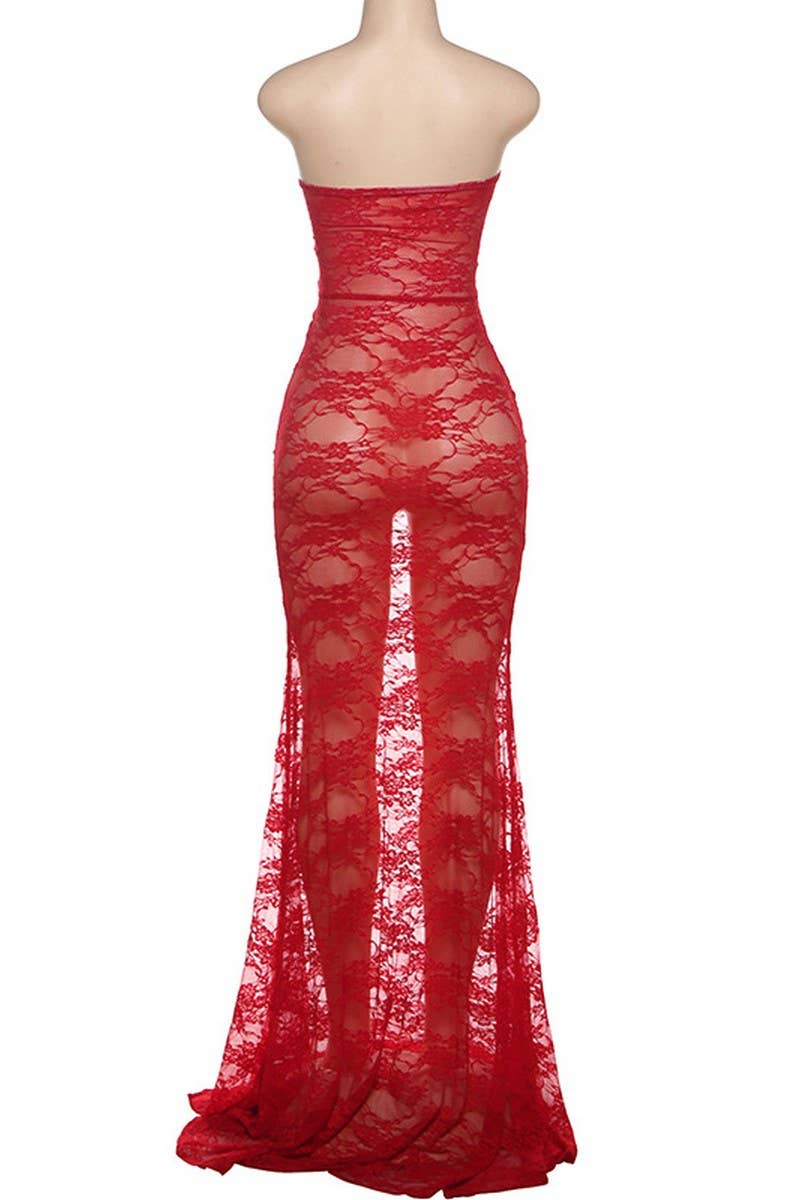 CWDMD6428_STRAPLESS LACE SEE-THROUGH LONG SKIRT