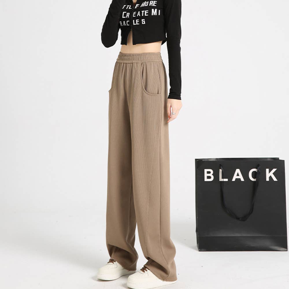 Loose high-waisted casual sports wide-leg pants