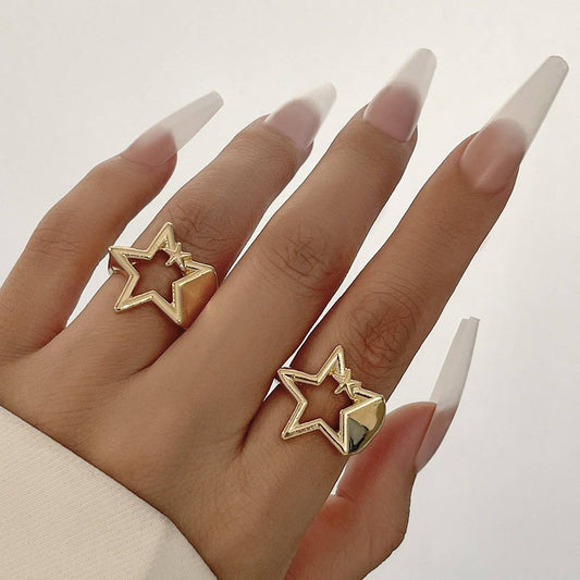 NEW FASHION FIVE-POINTED STAR OPEN ALLOY RING