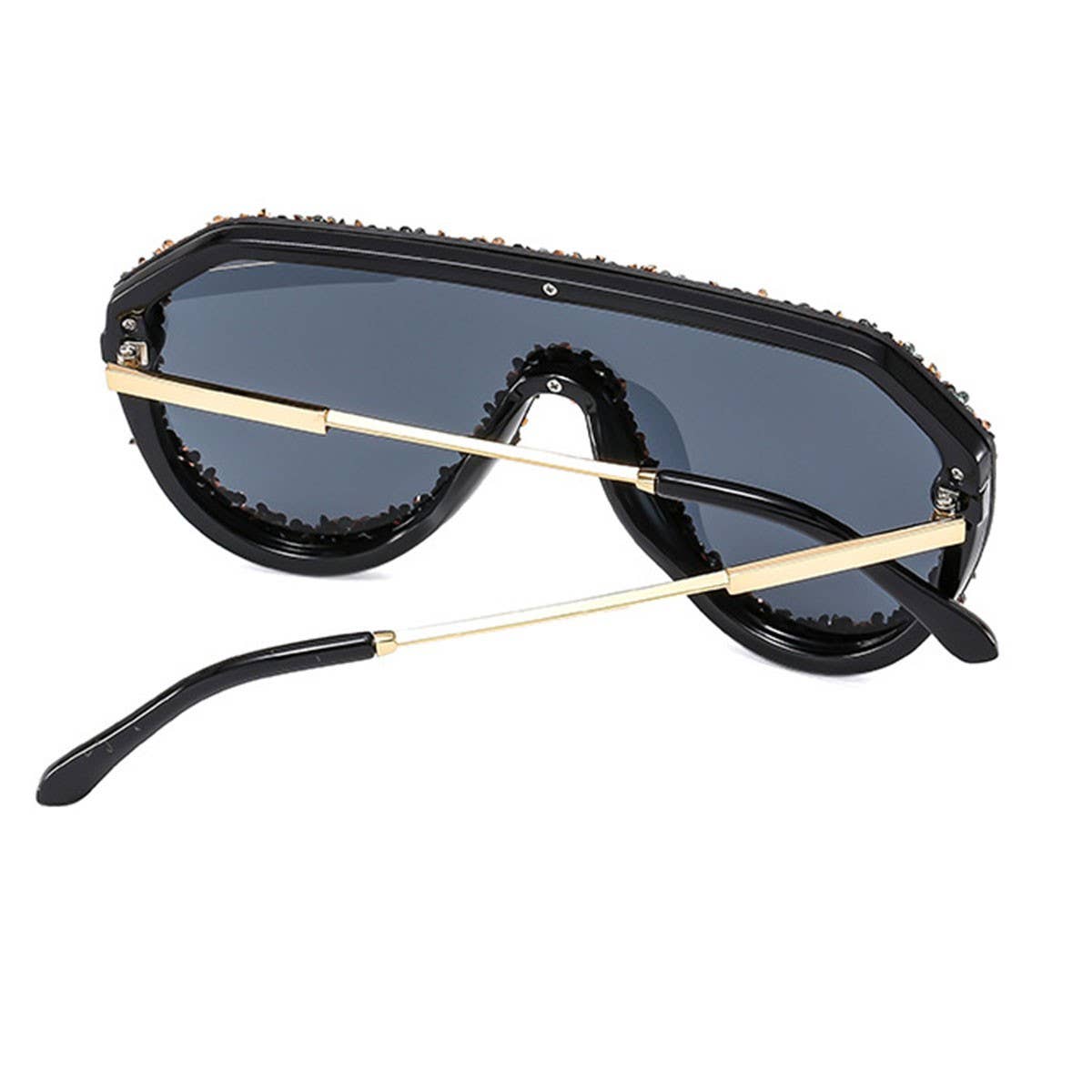 LUXURY RHINESTONE STATEMENT ONE-PIECE SUNGLASSES