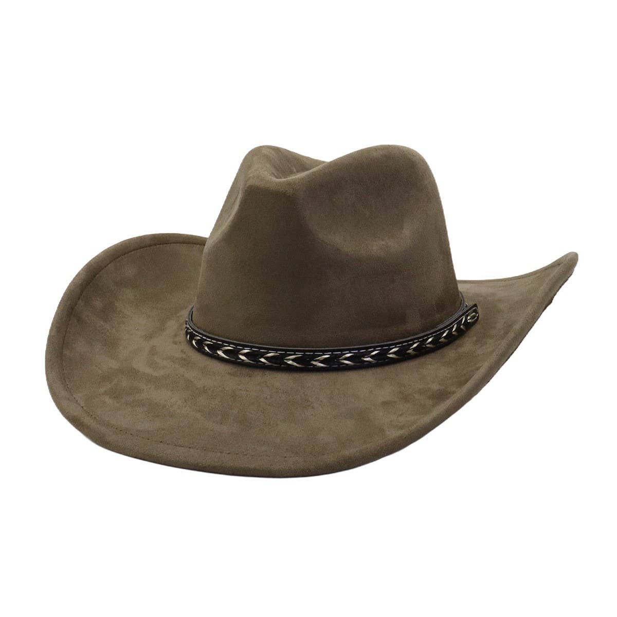Unisex Western Suede Cowboy FedoraHat Ethnic Style_CWAH04398