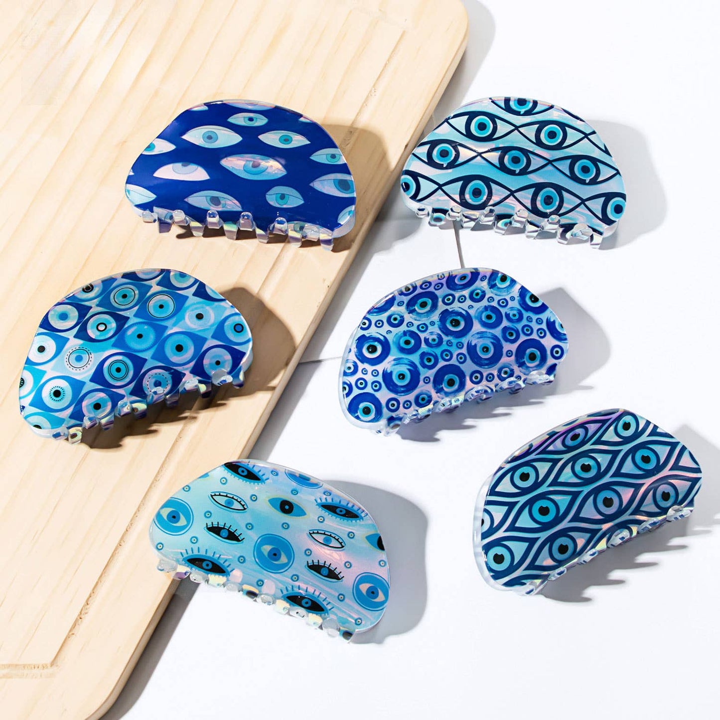 Blue Eye Print Hair Claw - Creative French Style_CWAHA0315