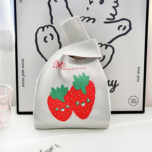 PERSONALIZED DESIGN STRAWBERRY KNITTED BAG_CWAB3079