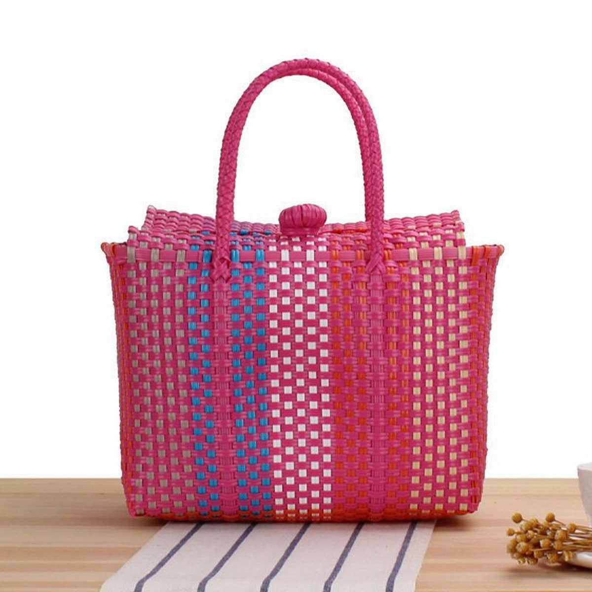 FRESH CONTRASTING COLOR HANDWOVEN BAG_CWAB2111