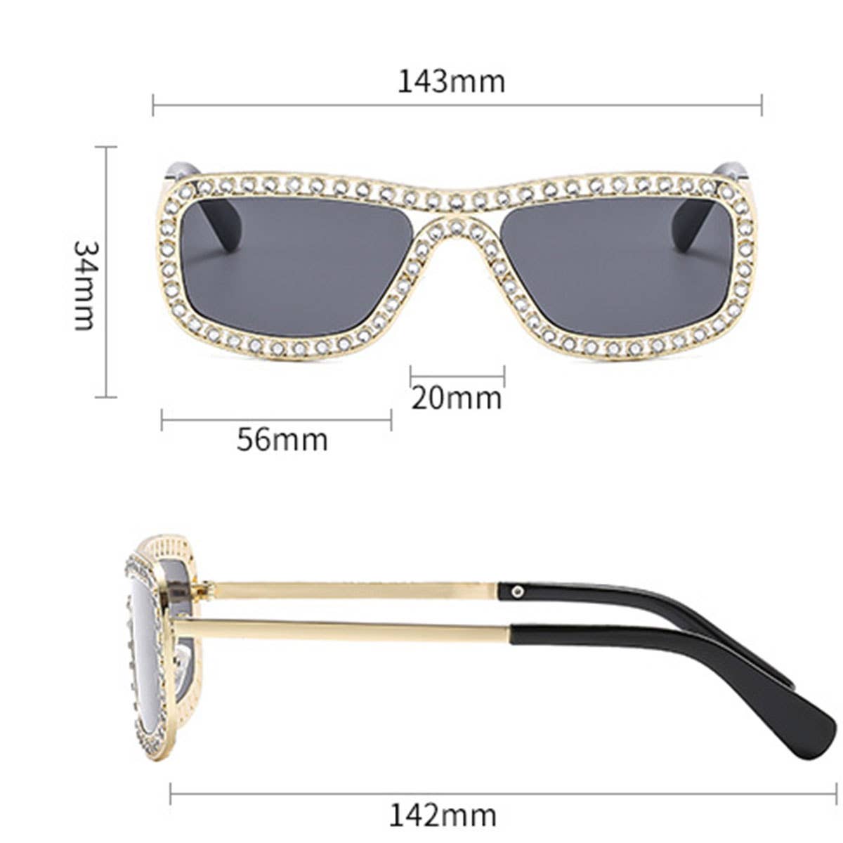 Modern Luxe Rhinestone Metal Sunglasses for Women