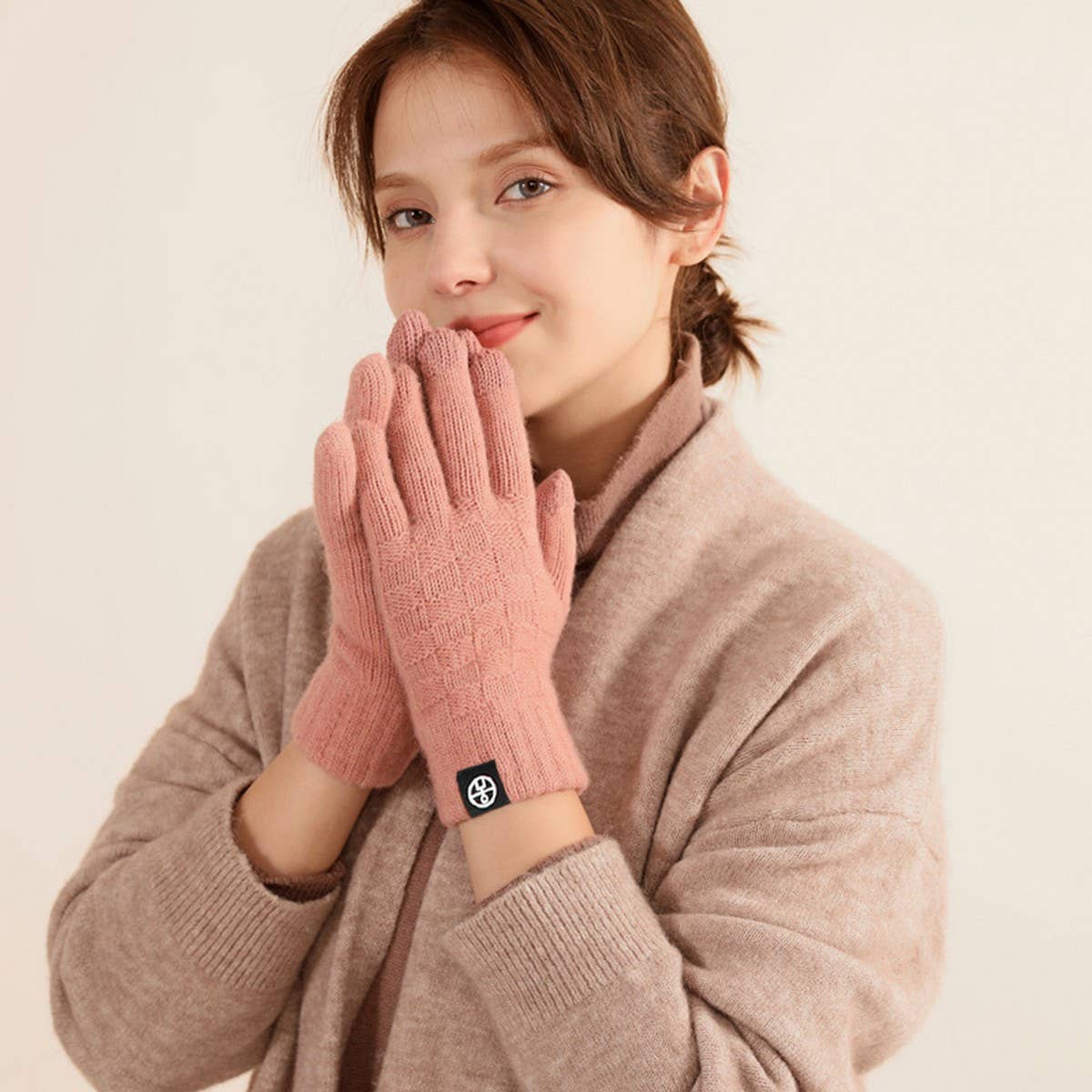 WINTER WOOLEN CHECKERED TOUCH SCREEN GLOVES_CWAG0409