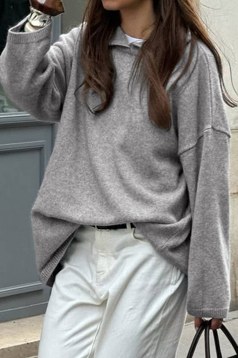 CWOHOL00632_CASUAL KNIT LONG SLEEVE HOODIE