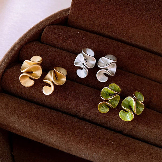 SMALL FRESH RUFFLED PLEATED HIGH-END EARRINGS_CWAJE2353