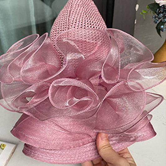 WOMEN ORGANZA FLOWER SUNSCREEN HAT_CWAH1208