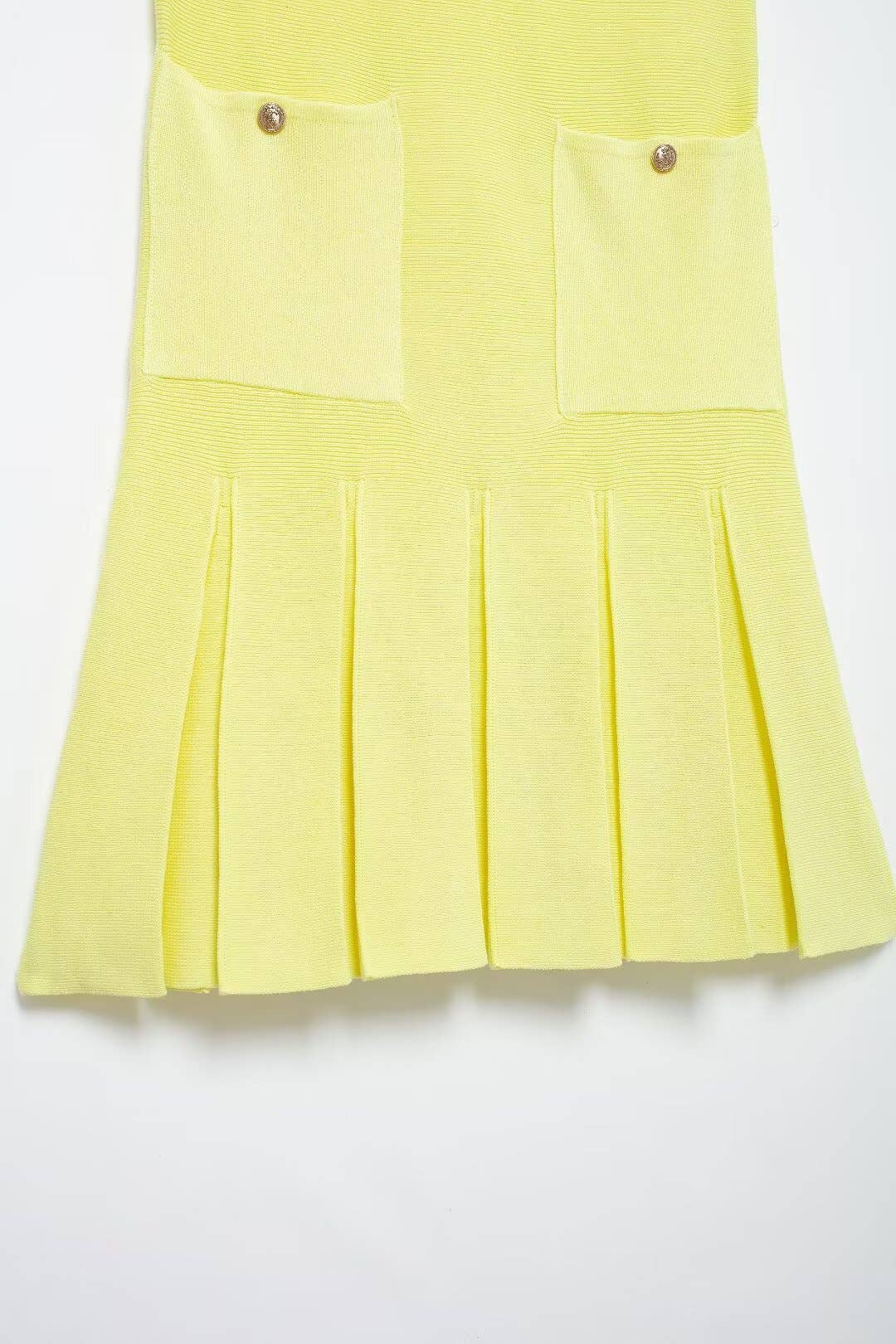 SLEEVELESS WIDE-PLEATED KNIT MINI DRESS