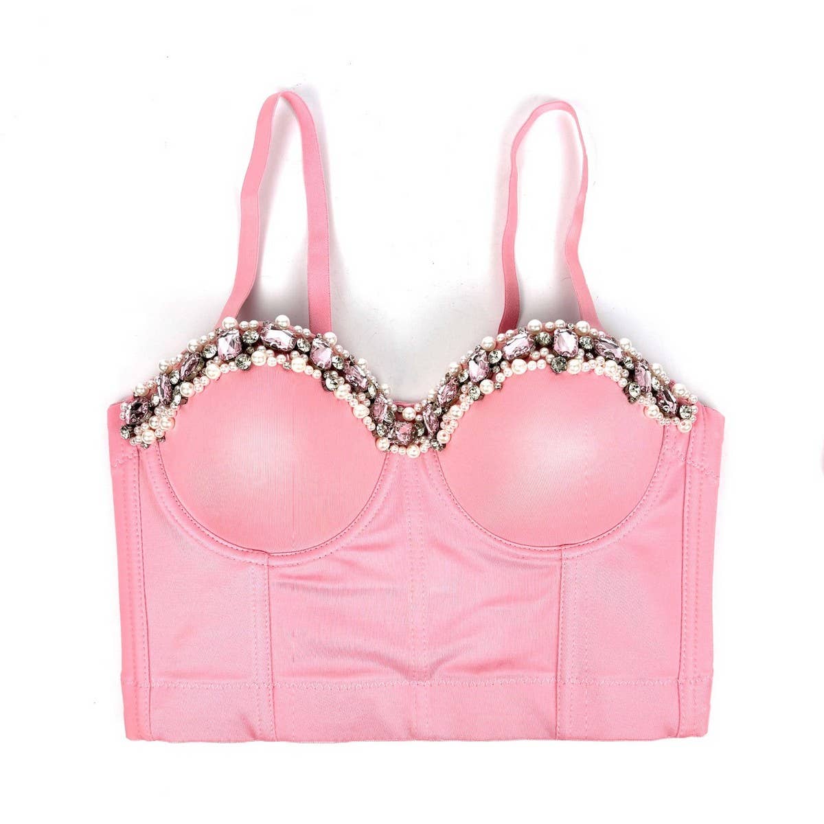 SEXY SLIM FIT HERRINGBONE BRA WITH RHINESTONES