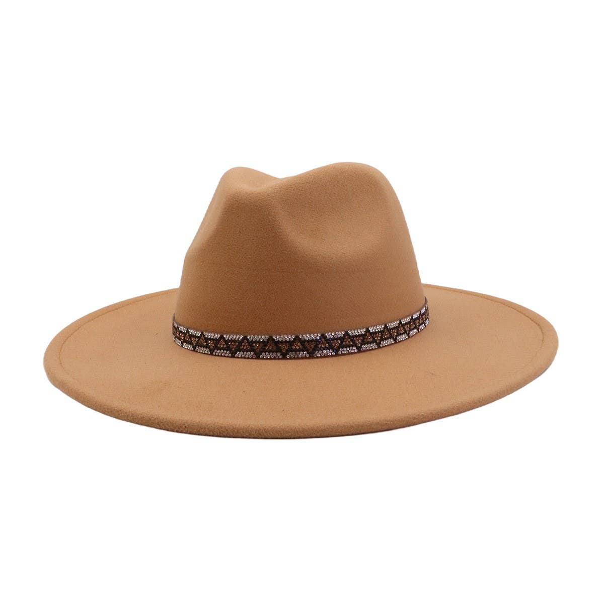 Heart Top Wide Brim Wool Blend Fedora Hat for All_CWAH04378