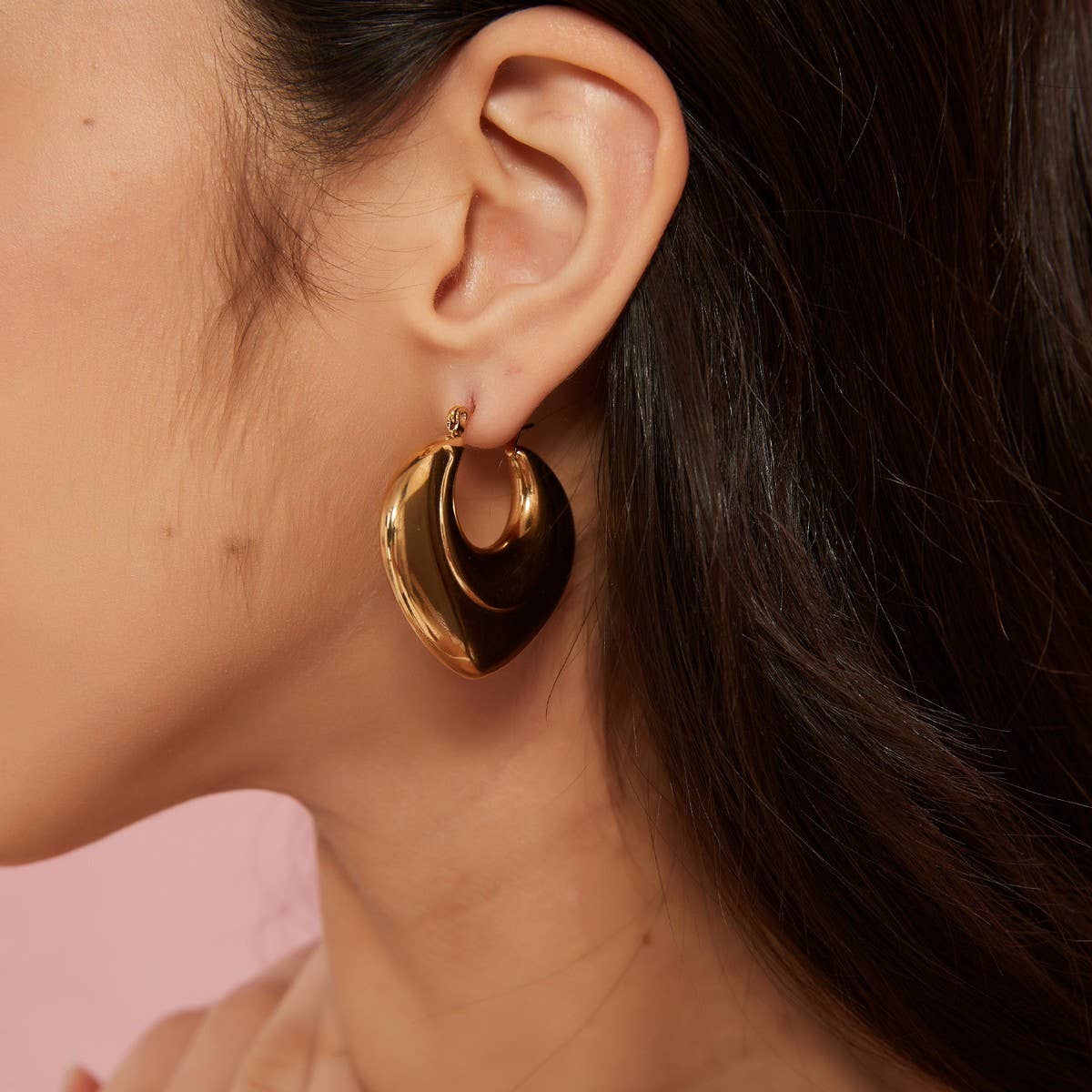 Heart Hollow Stainless Steel Geometric Earrings