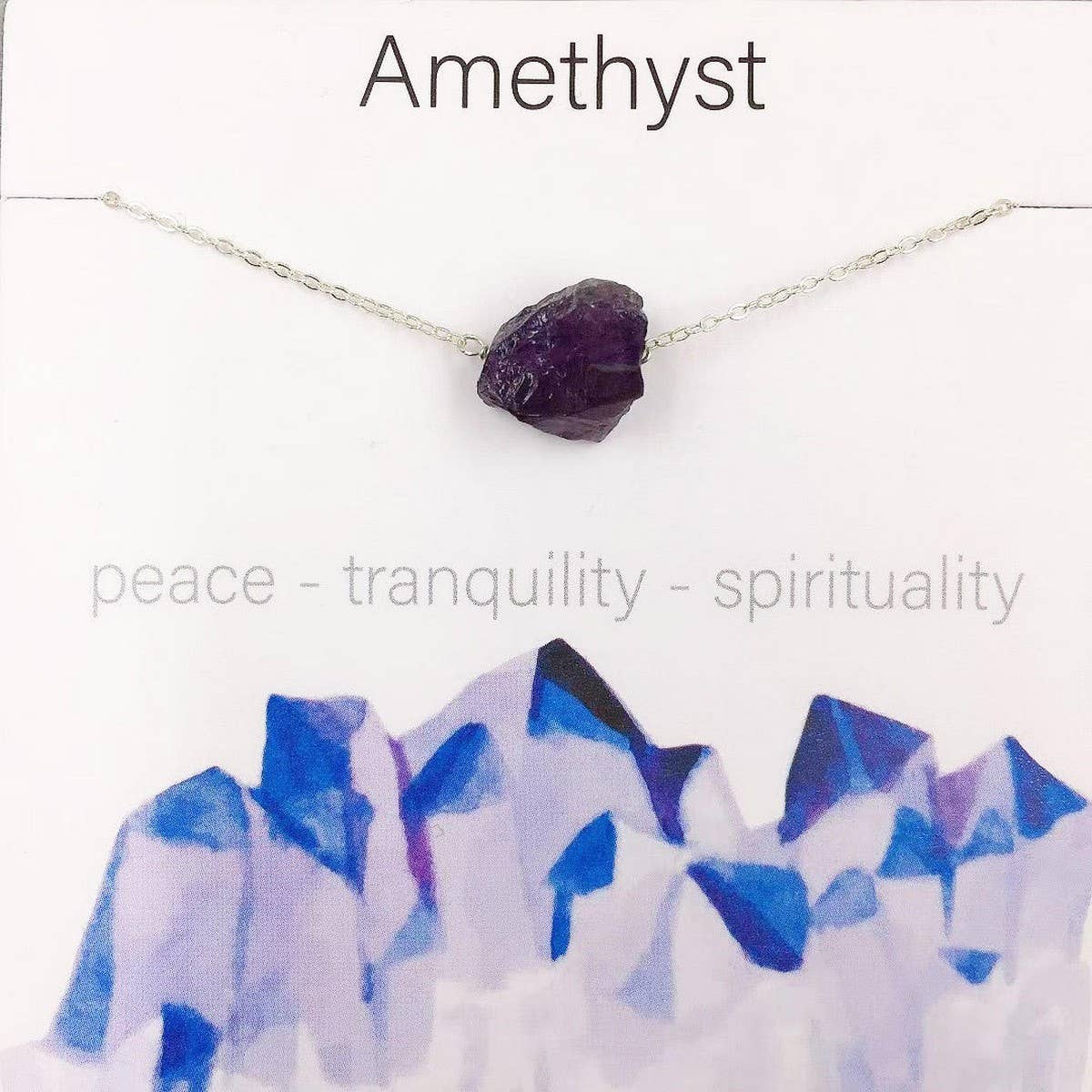 NATURAL CRYSTAL PENDANT NECKLACE WITH CARD