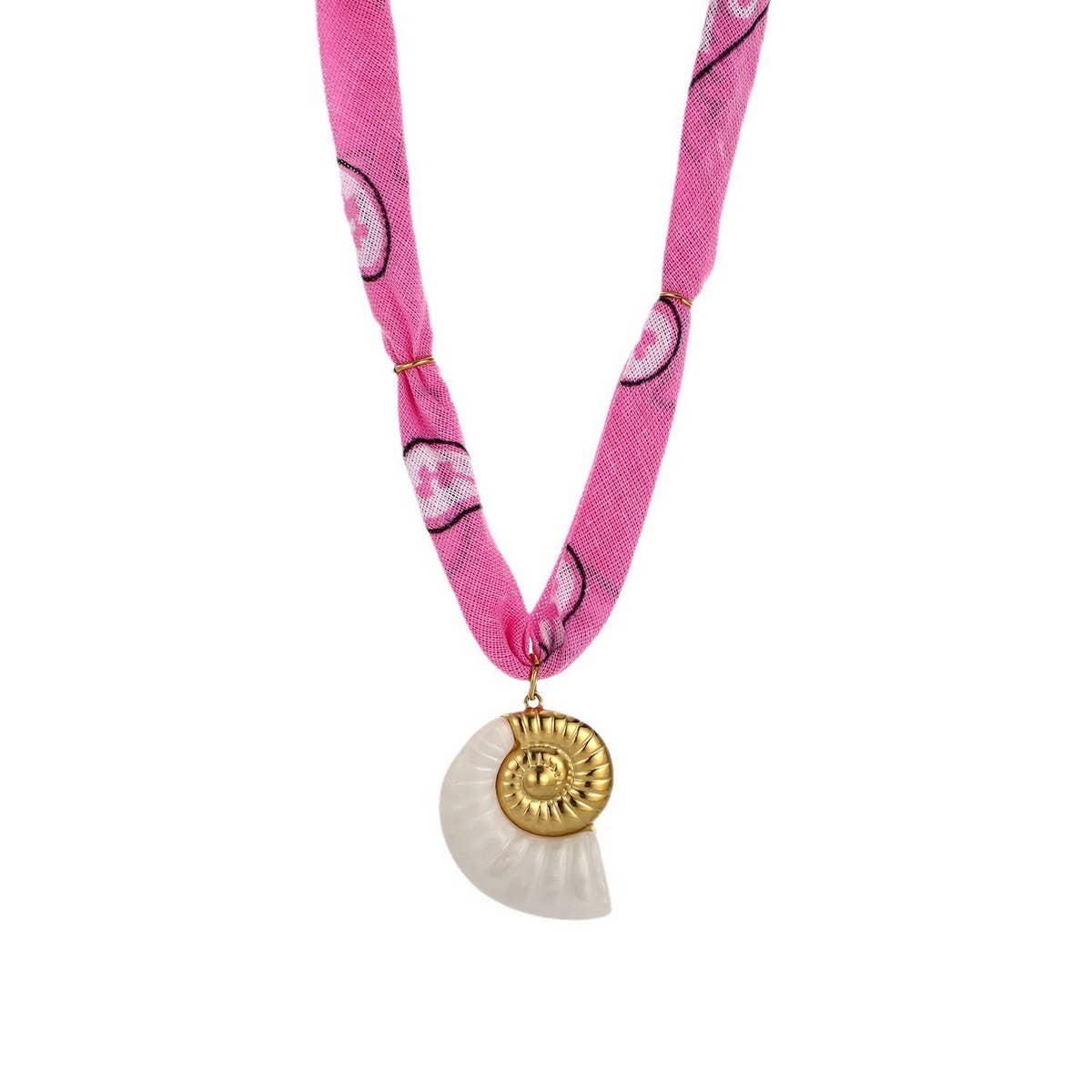 Ocean Style Silk Scarf Necklace with Charms_CWMM8800