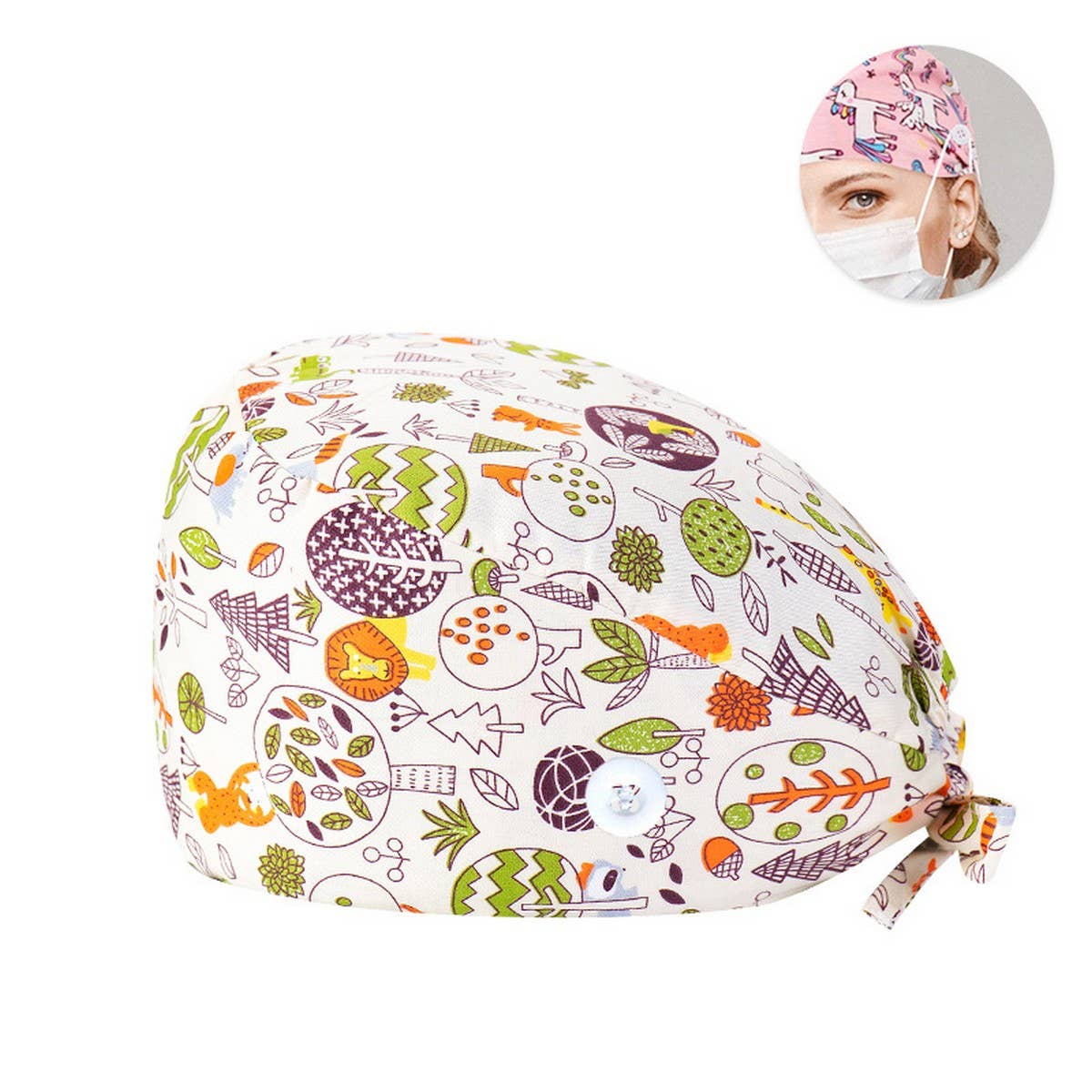PRINTED SURGICAL CAP SCRUB CAP COTTON NURSE CAP_CWAH3378