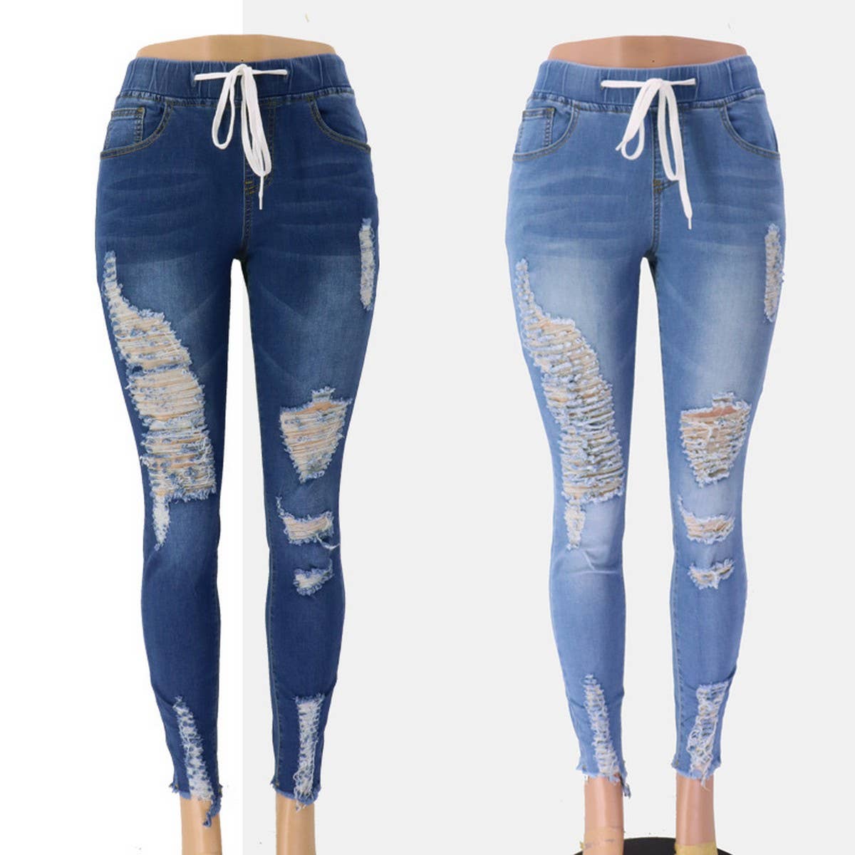 WOMENS ELASTIC HOLE SLIM FIT JEANS_CWJP0169
