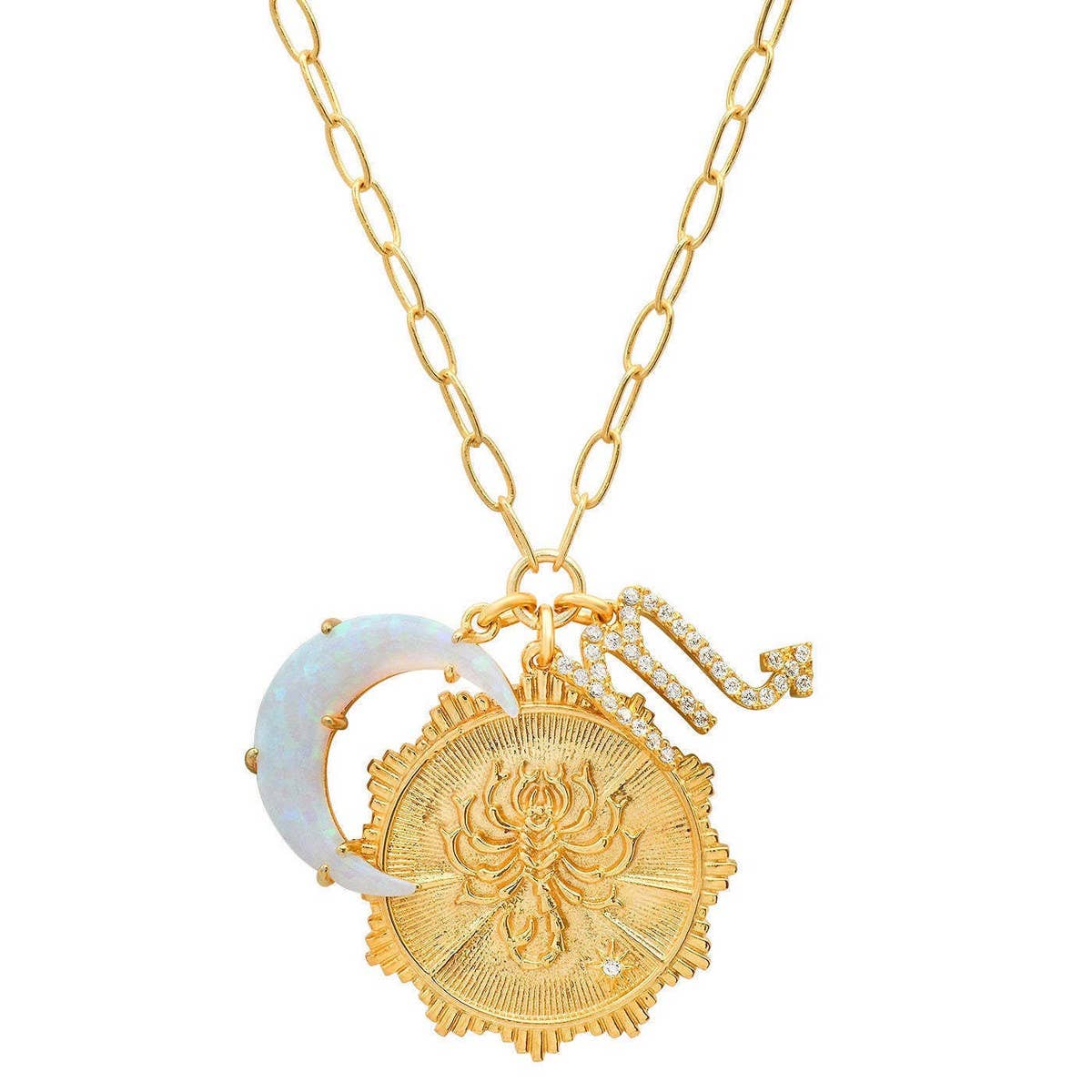 Micro-paved Zirconia Zodiac Pendant Necklace