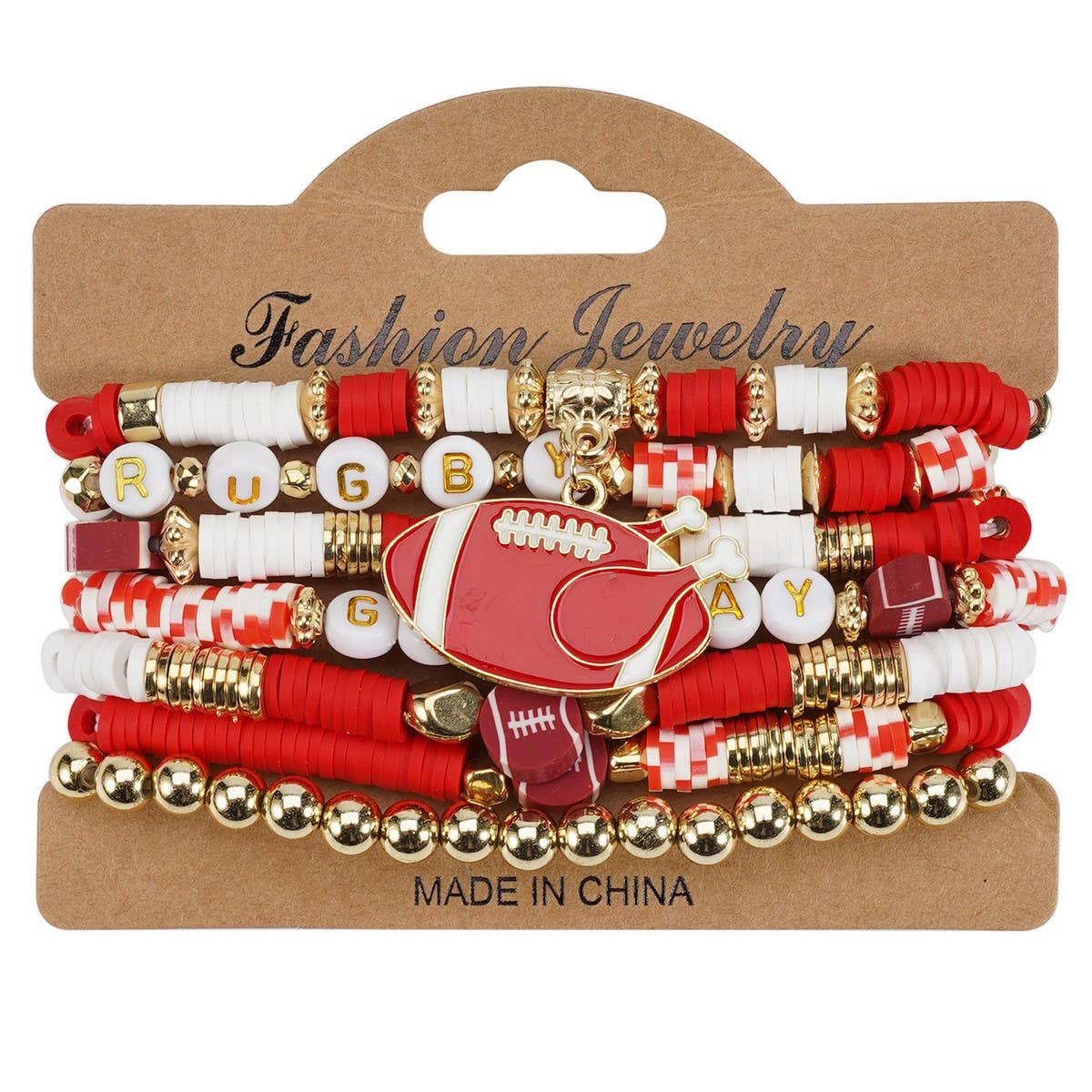 CWMM10459_FOOTBALL MOM GAME DAY BEADED ELASTIC BRACELET