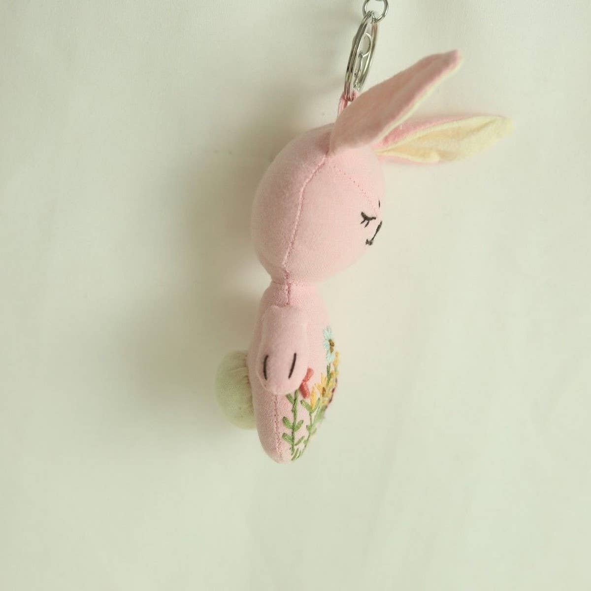 Hand-Embroidered Cute Pink Bunny Plush Charm
