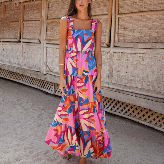 Flowing Bohemian Halter Dress