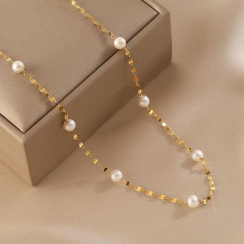 Natural freshwater pearl starry sky necklace
