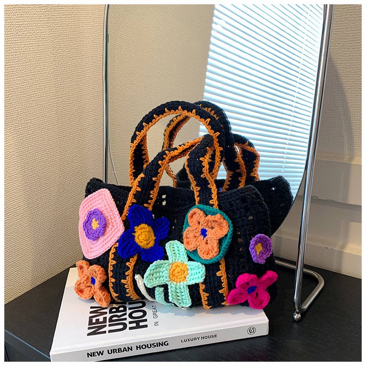 FLOWER PATTERN BAG MACARON HOLLOW HANDBAG_CWAB2406