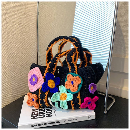 FLOWER PATTERN BAG MACARON HOLLOW HANDBAG_CWAB2406