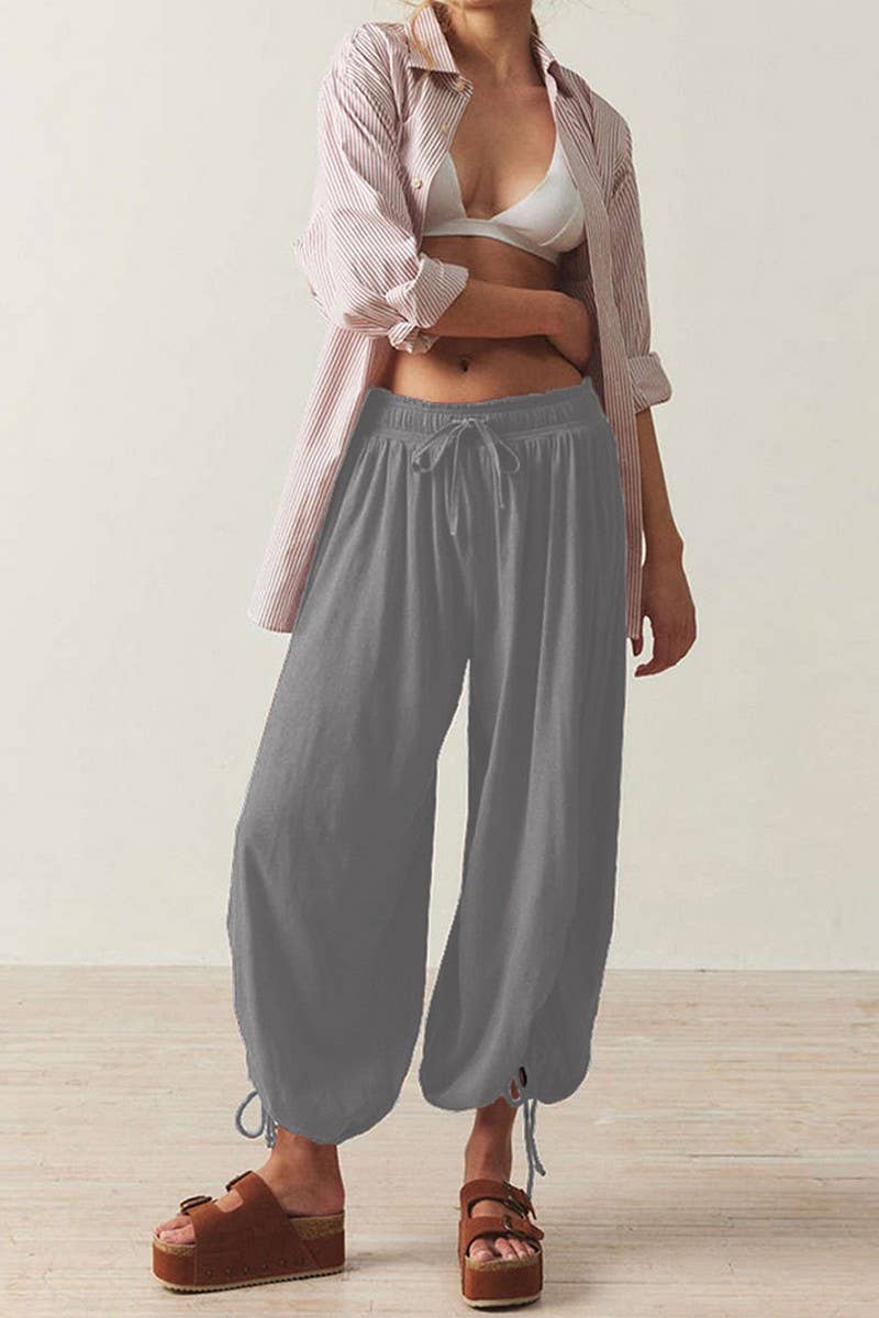 CWBLP1399_SOLID COLOR CASUAL DRAWSTRING BLOOMERS