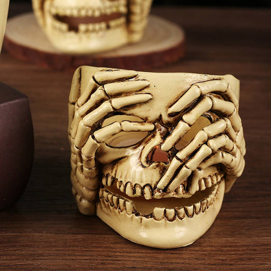 Halloween Skull Resin Candle Holder Decor_CWAJE5297