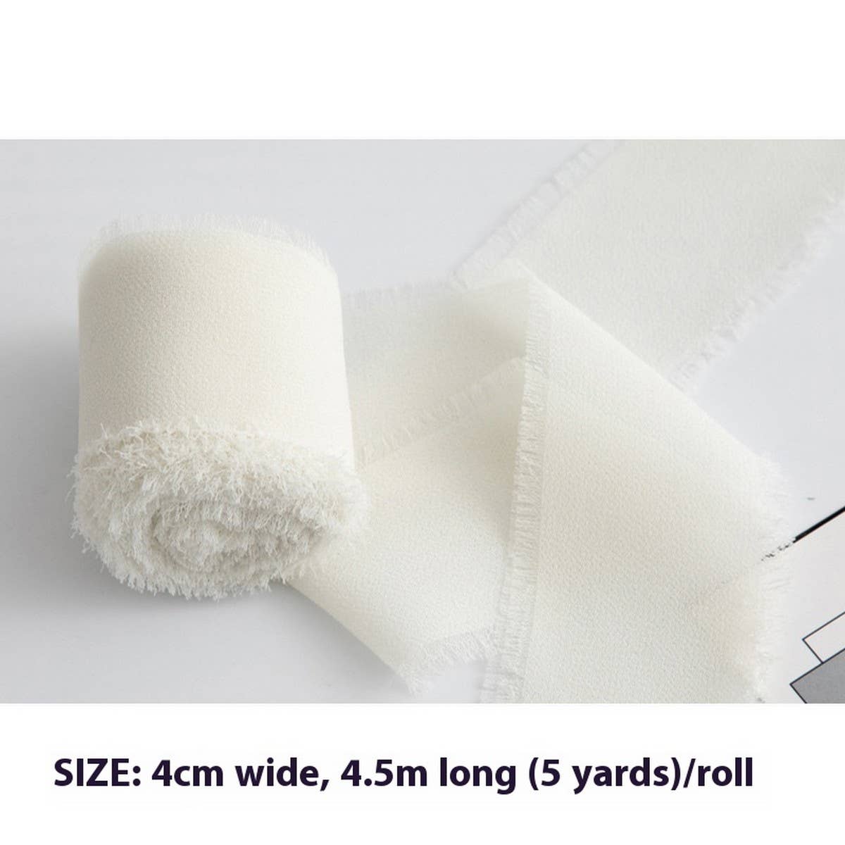 HAND-TORN RAW EDGE CHIFFON RIBBON SNOW YARN