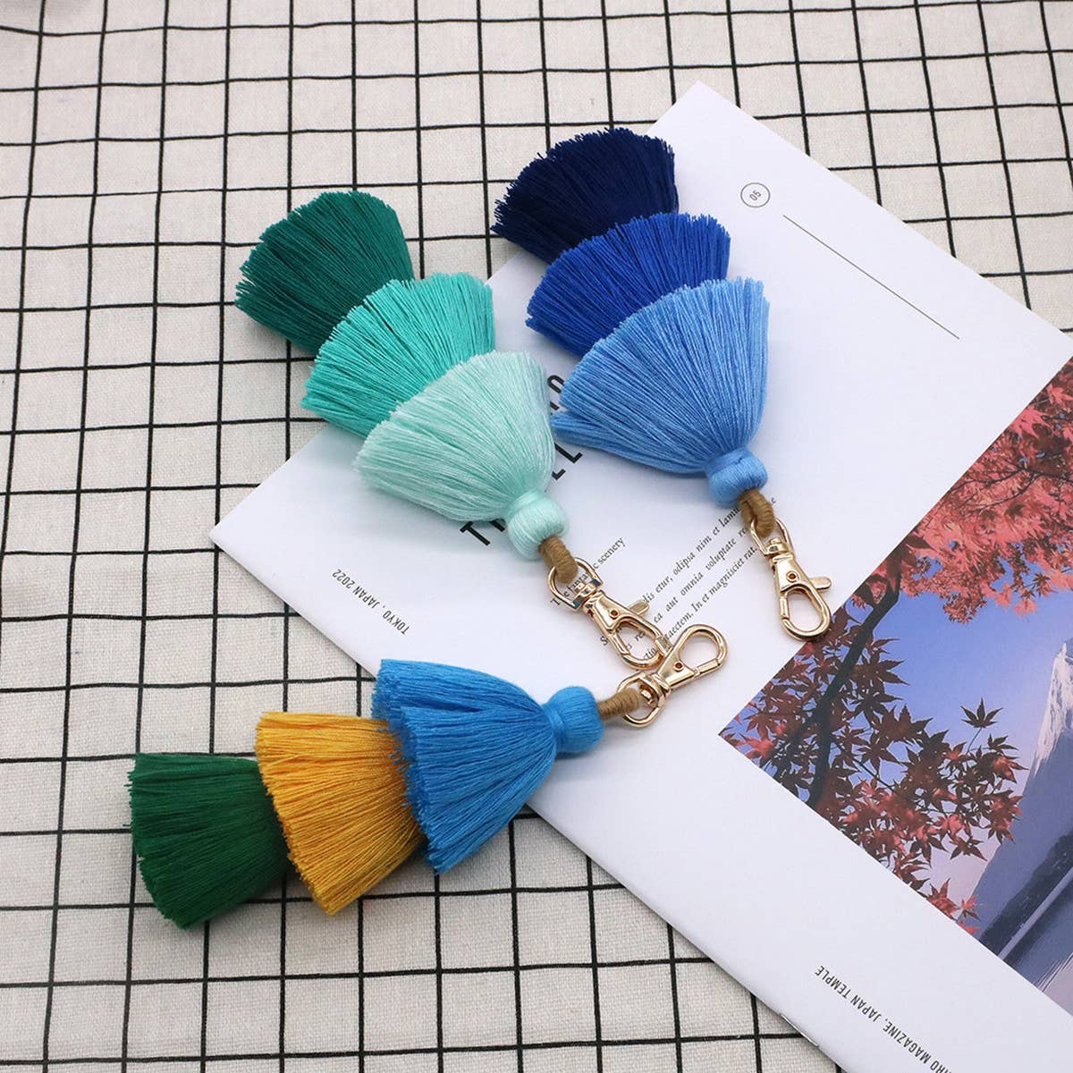 HANDMADE COTTON ROPE TASSEL KEYCHAIN