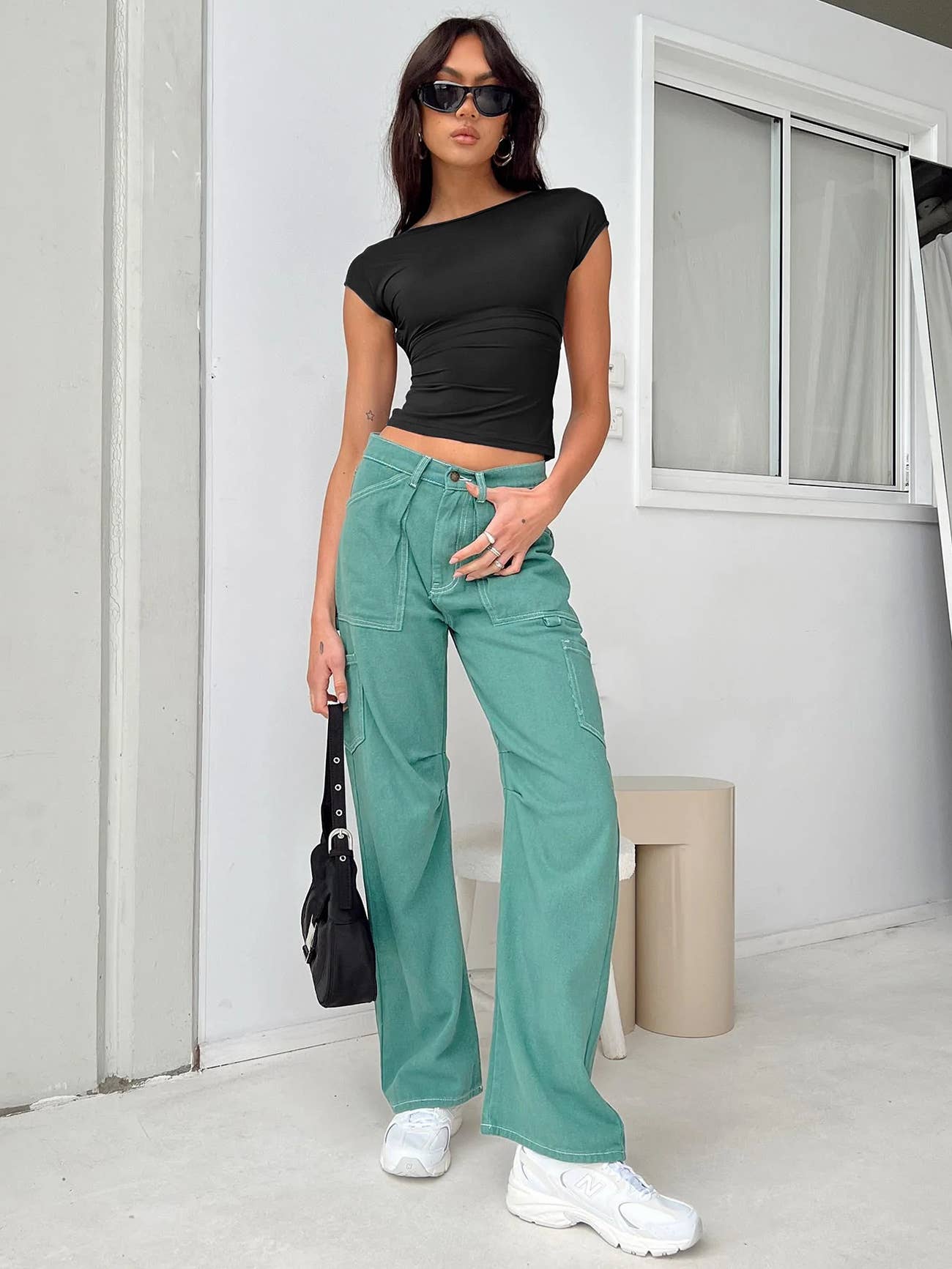 BACKLESS NYLON BREATHABLE SHORT-SLEEVED BLOUSE