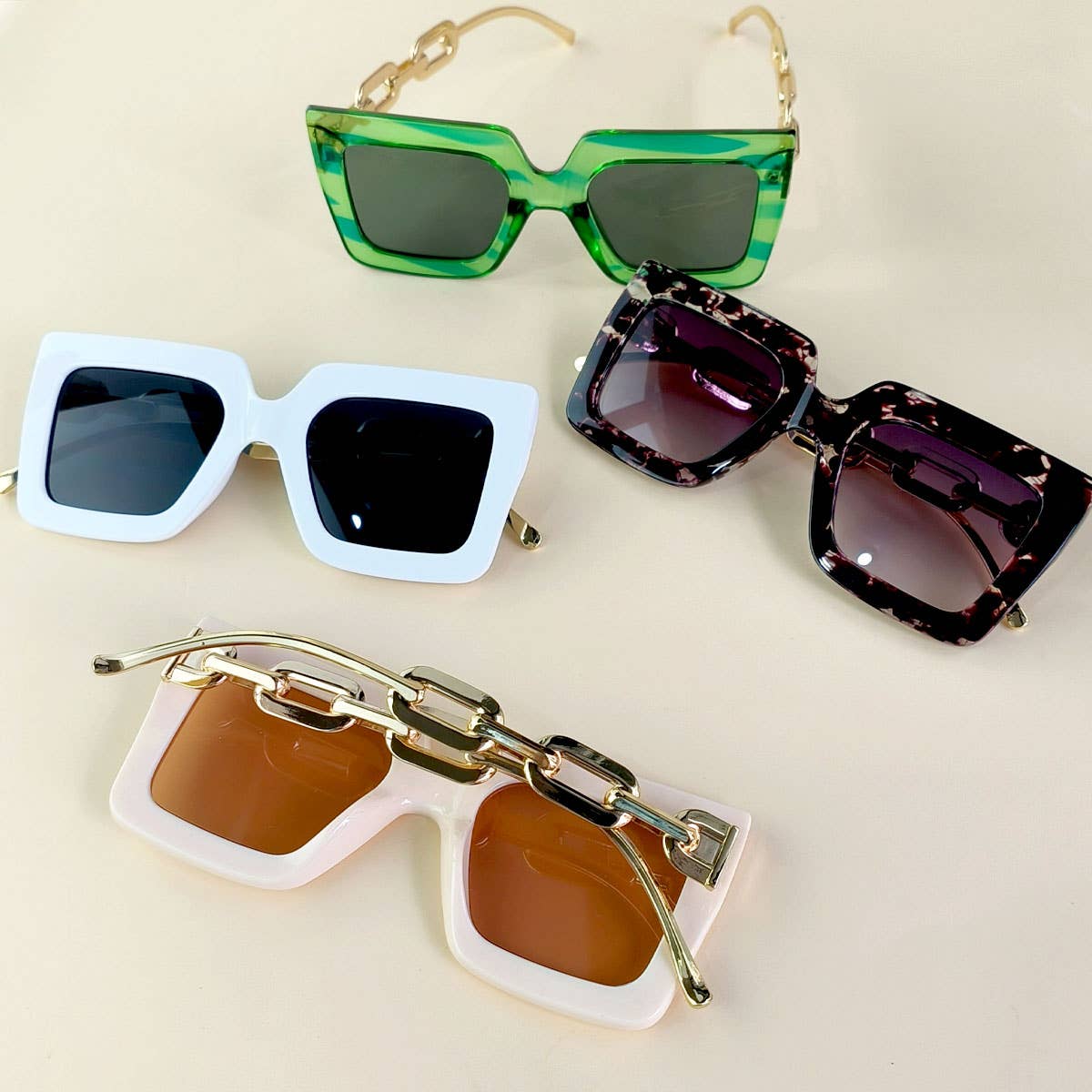 SQUARE FRAME CHAIN FASHION METAL SUNGLASSES WOMEN_CWASG0280