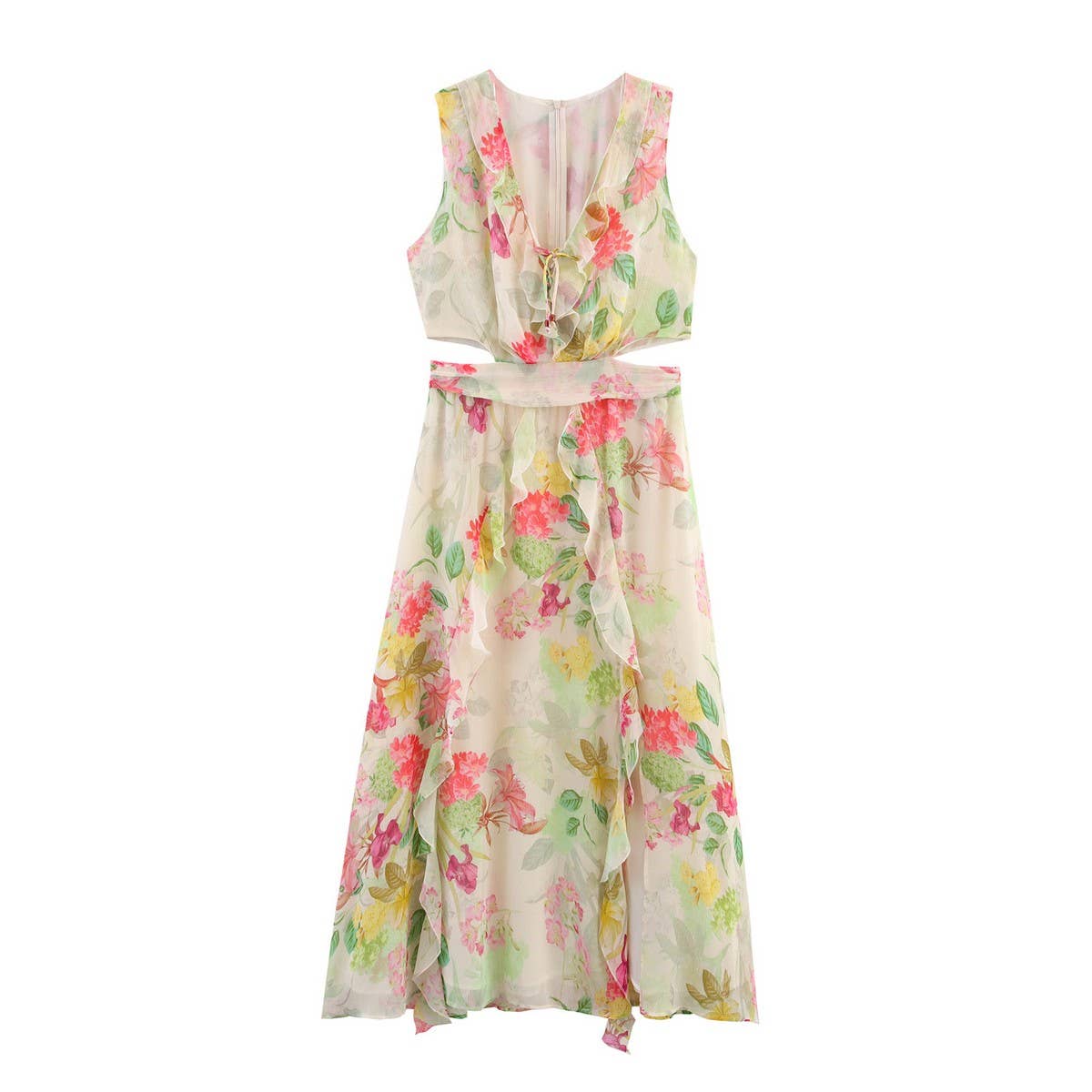 Floral Print Dress with Cutout Detail for Women