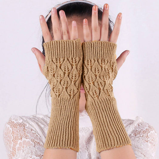 KNITTED HOLLOW OUT LONG OPEN TOE GLOVES_CWAG0037