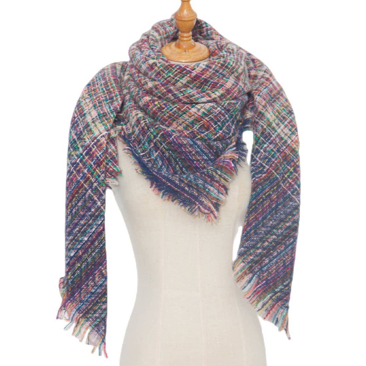 Plaid Circle Scarf - Fall/Winter Woven Wrap_CWASC0156