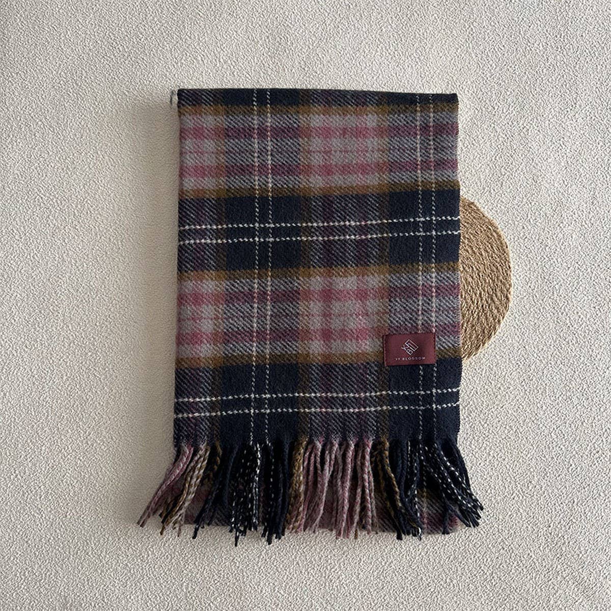 Plaid Wool Scarf for Women ??Cozy Winter Knit_CWASC2336