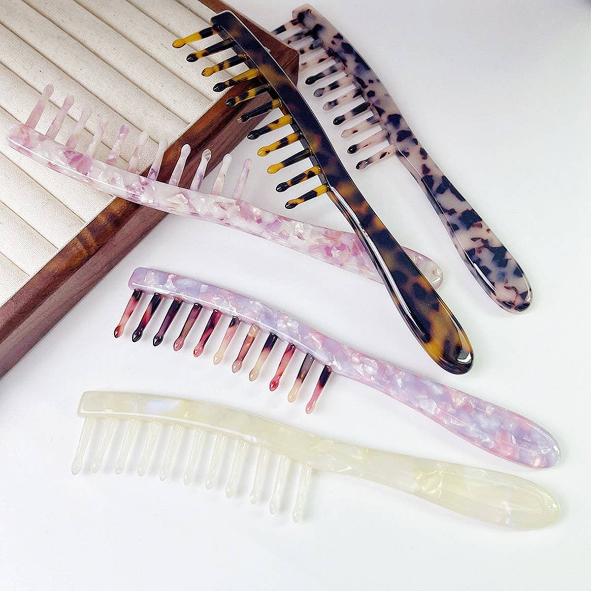 Vintage Wide Tooth Acetate Comb for Curly Hair
