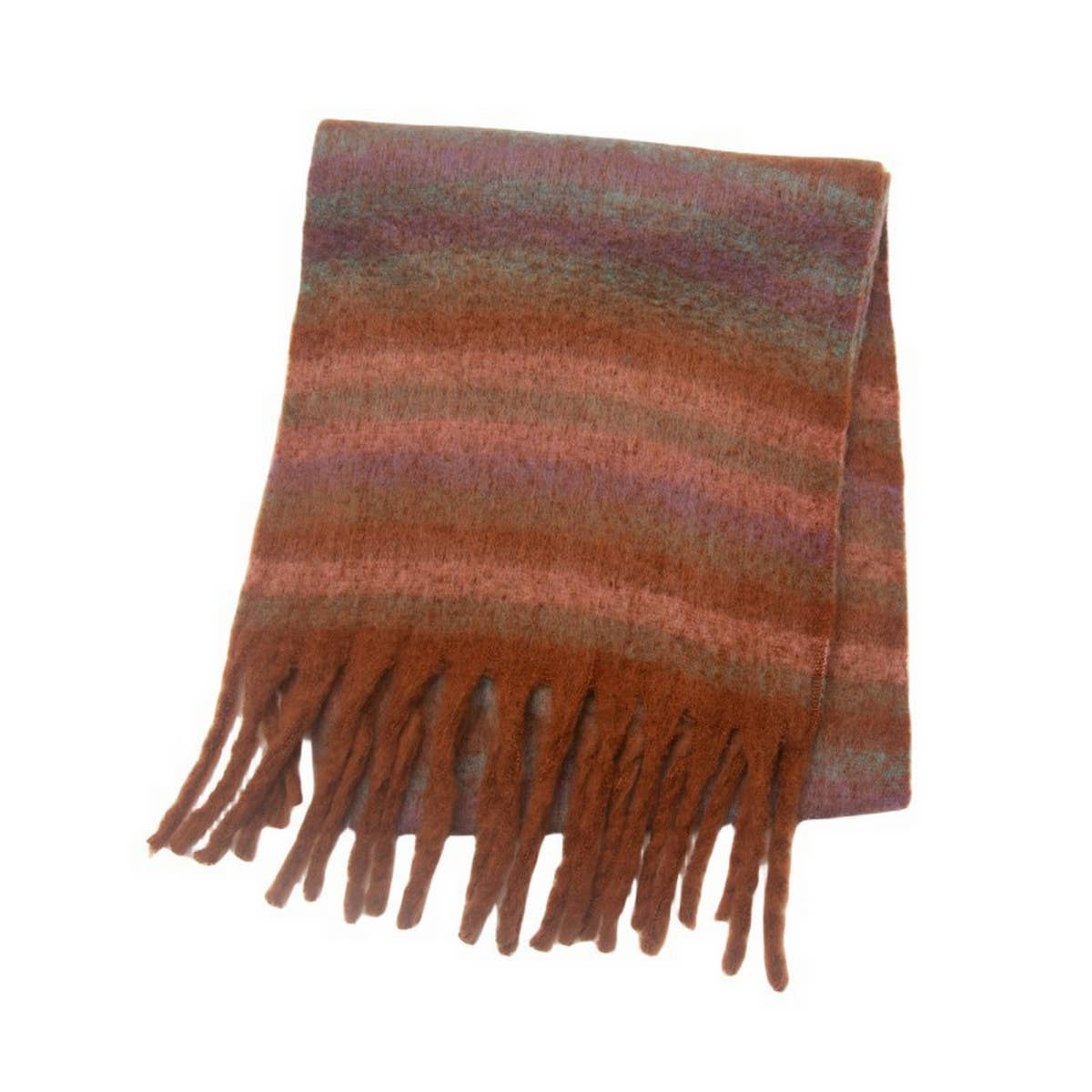 Chunky Circle Yarn Plaid Scarf - Thick Fall/Winter