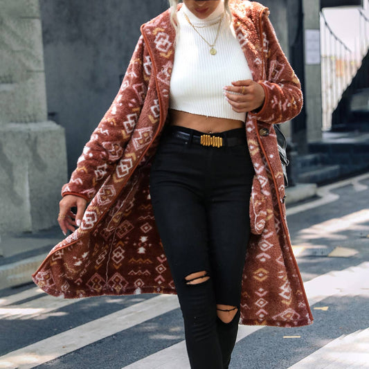 SINGLE BREASTED AND LONG PLUSH COAT