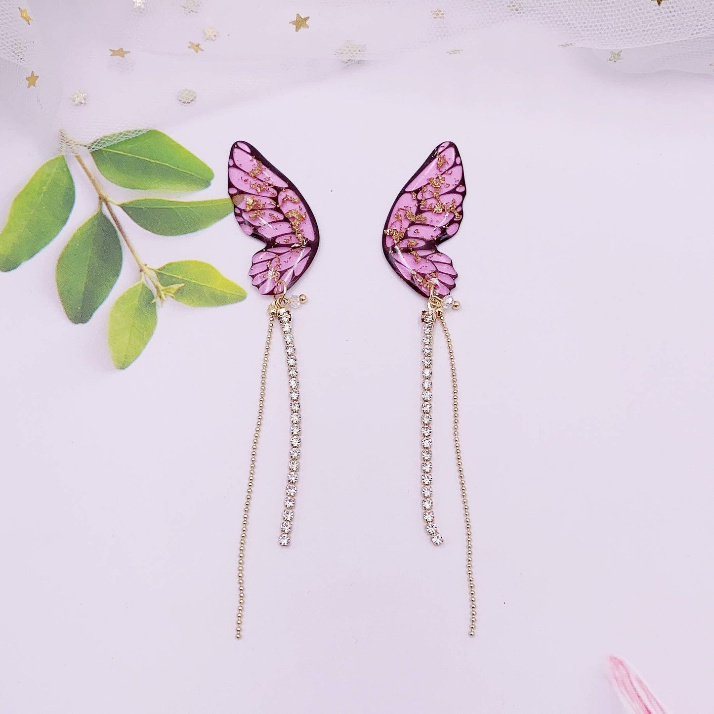 Personalized three-dimensional butterfly earrings