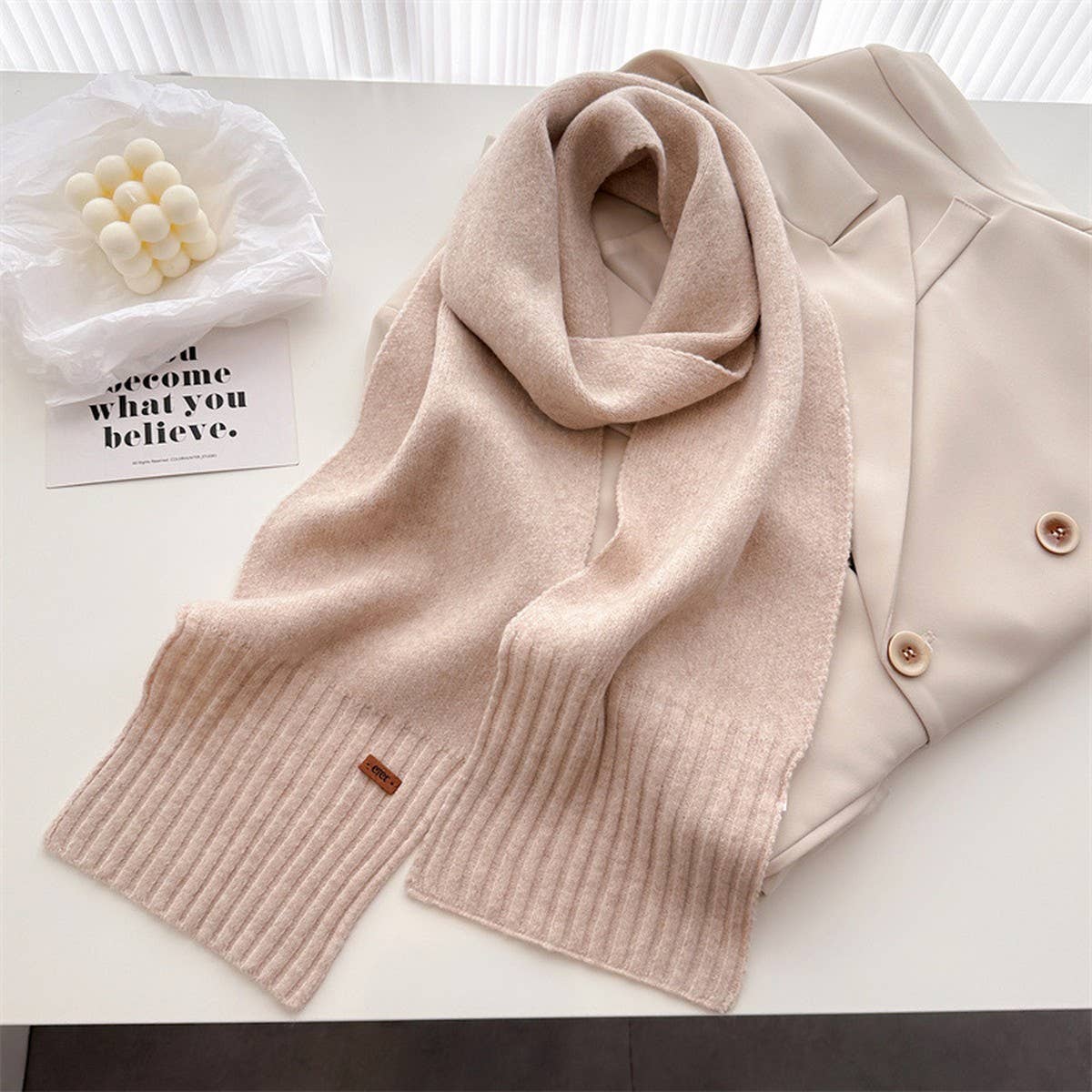 Warm Minimalist Wool Wrap Scarf for Fall Days