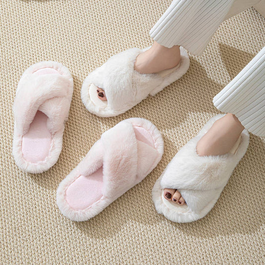 FASHION HOME CROSS STRAP PLUSH COTTON SLIPPERS_CWSHS0841