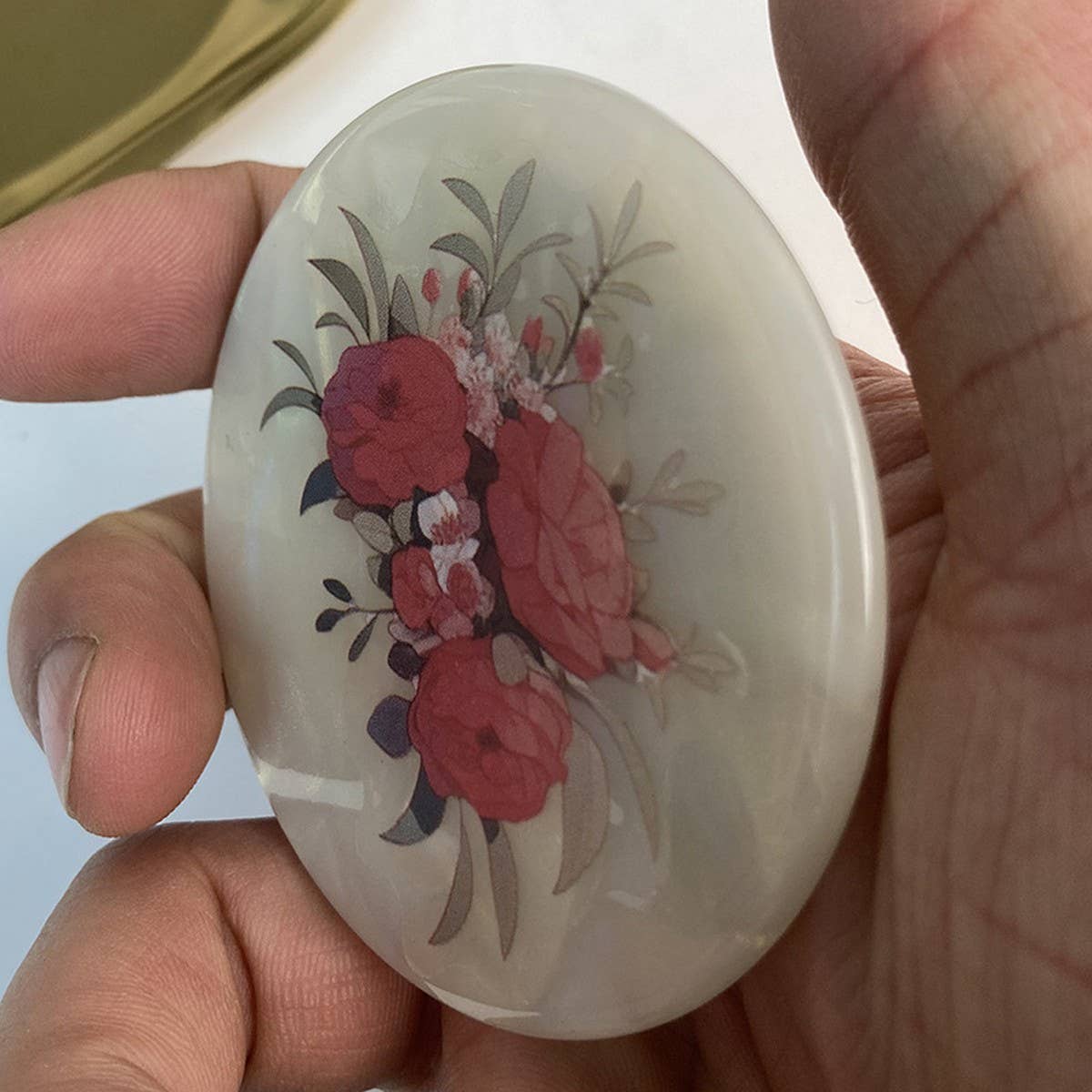 Small Round Mirror with Acrylic Pattern for Makeup_CWMM6385