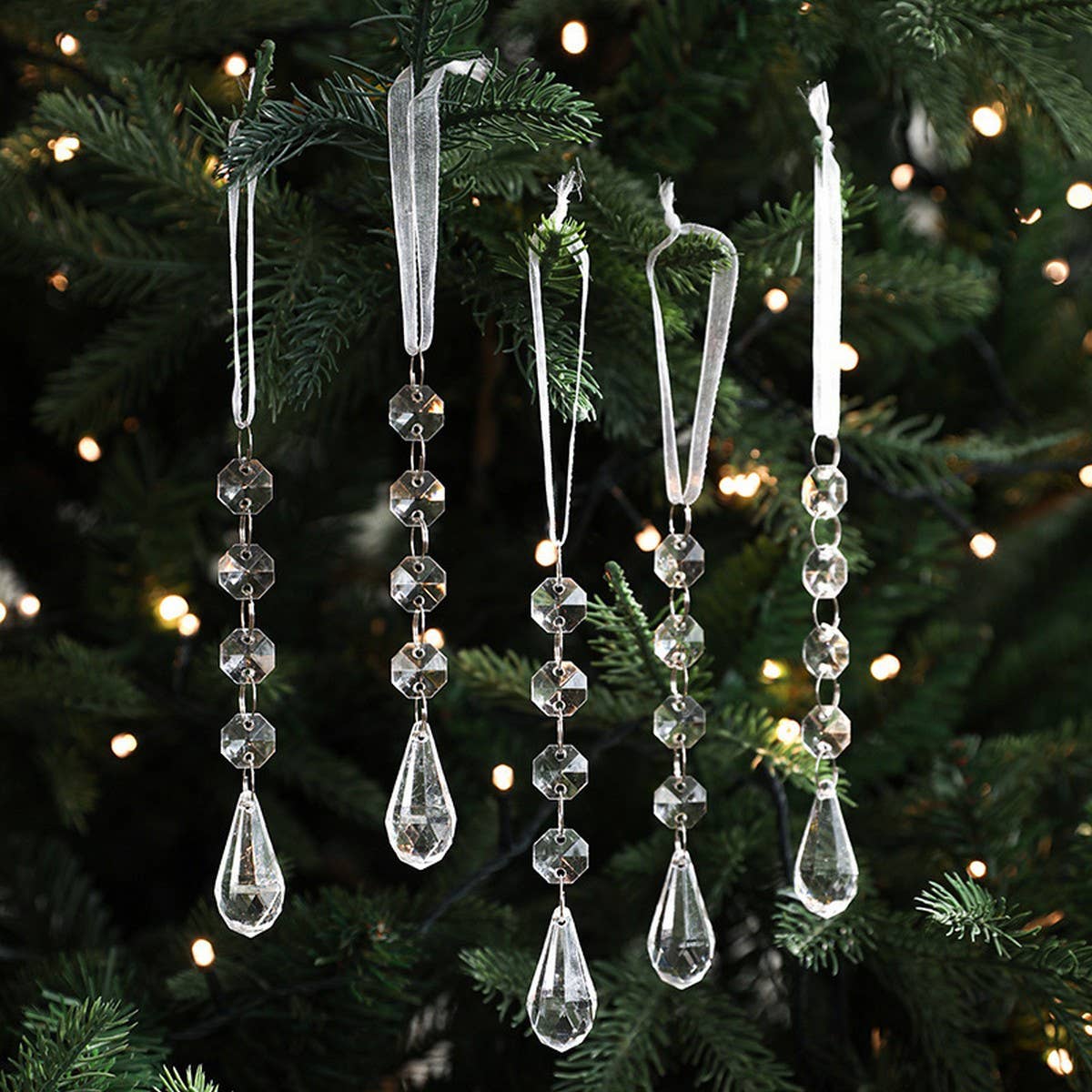 Clear Acrylic Snowflake Crystal Icicle Set Decor