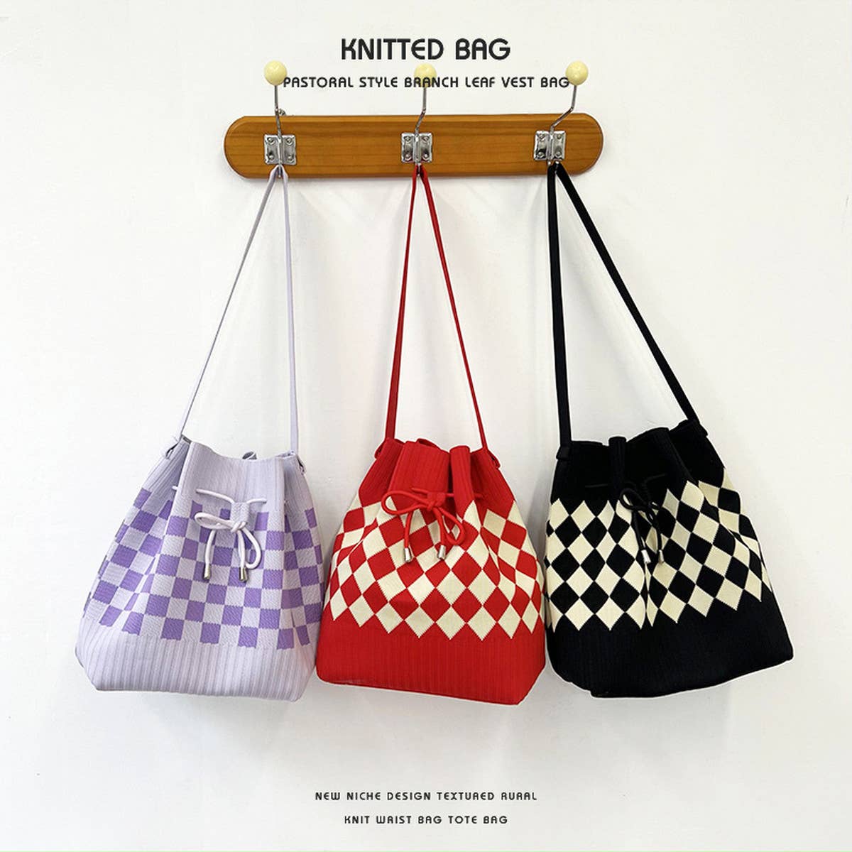 2024 CASUAL DRAWSTRING BUCKET KNITTED BAG_CWAB2375
