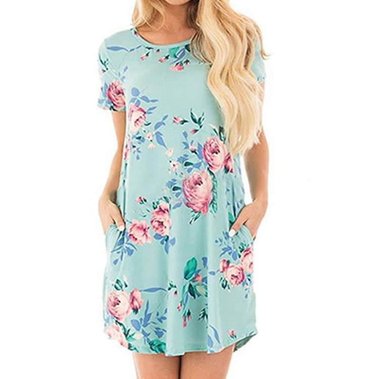 PRINT DRESS WITH IRREGULAR HEM