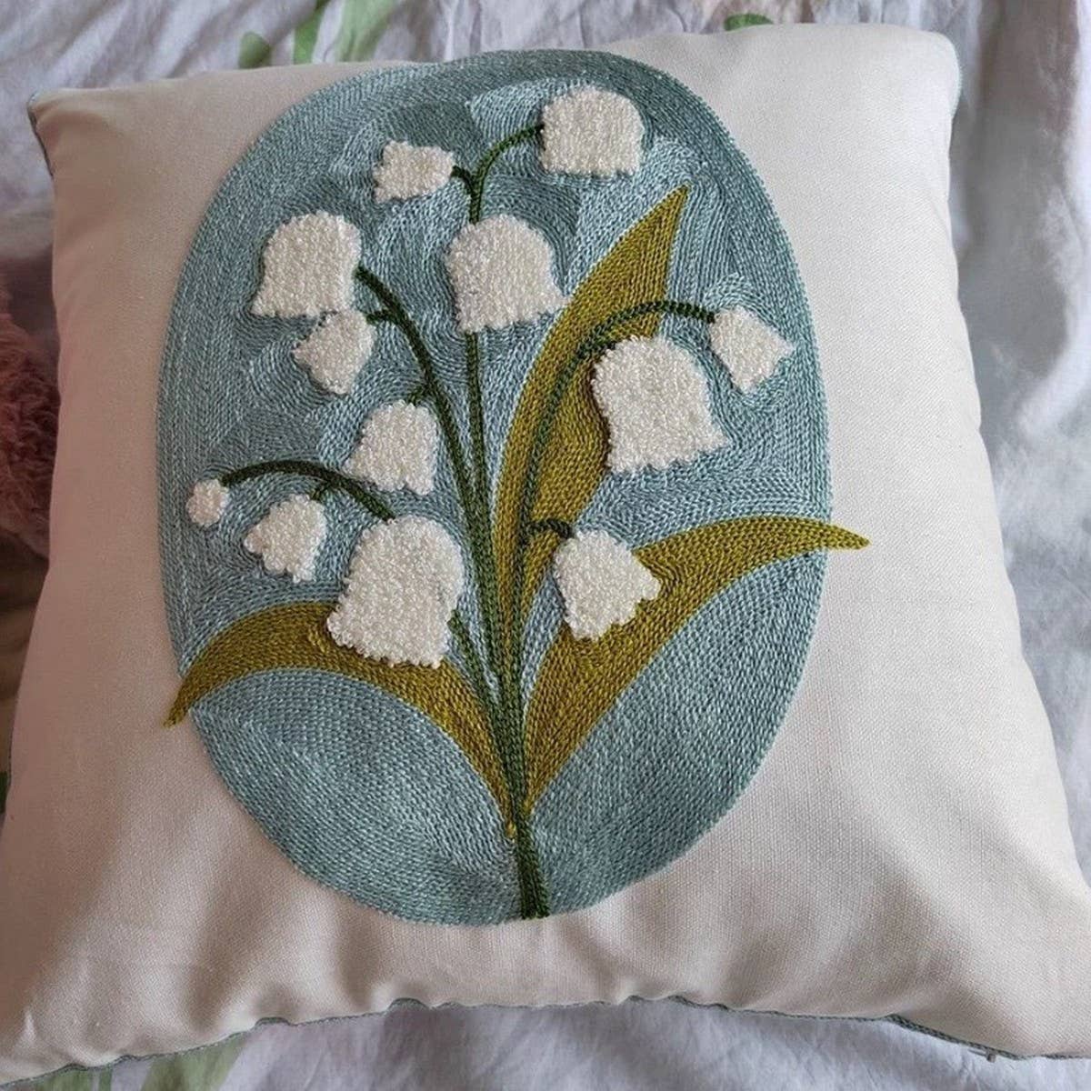 Yellow Floral Embroidered Pillow Cover for Sofa/Bed_CWMM7694