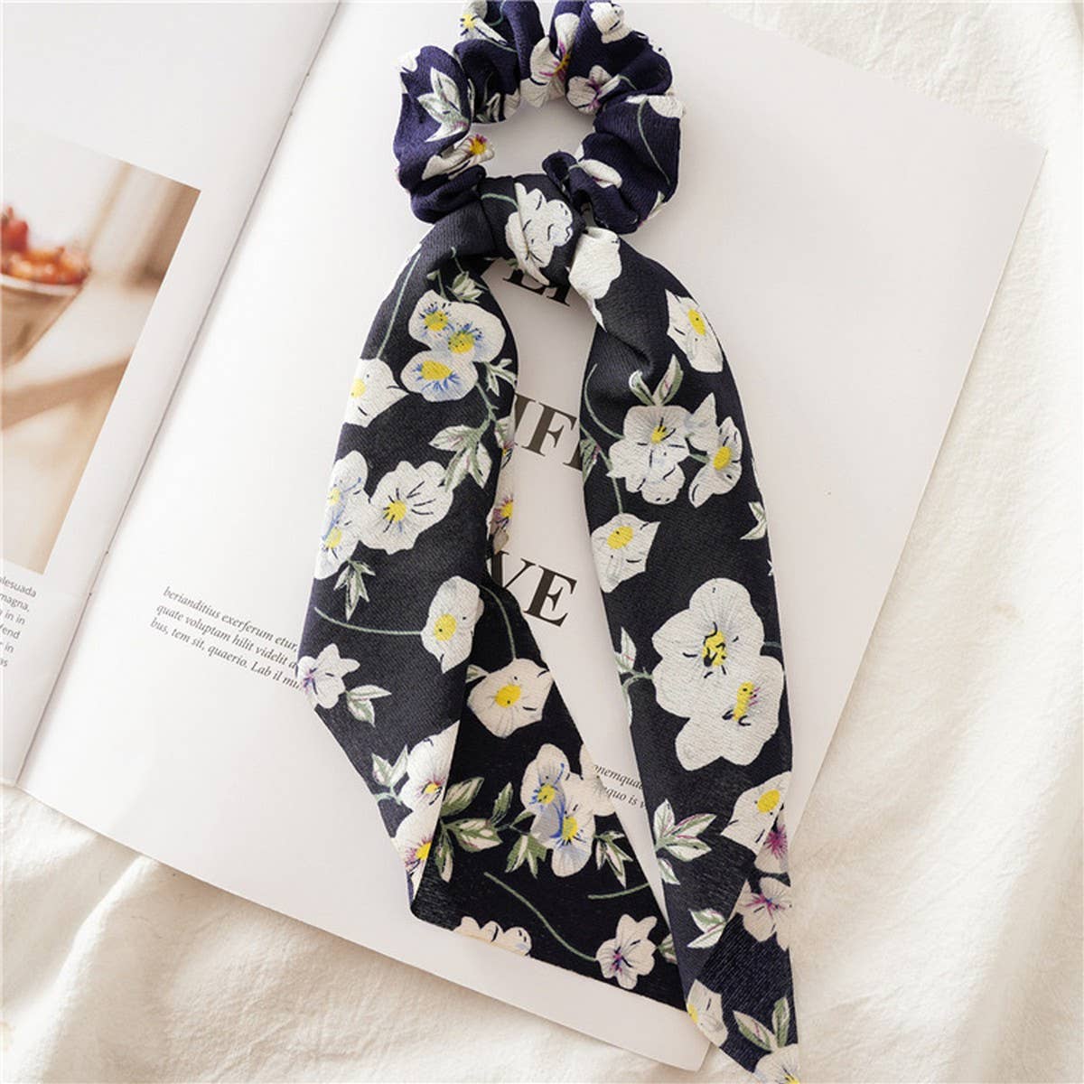 LONG FLORAL FABRIC RIBBON HAIRBAND HAIRACCESSORIES